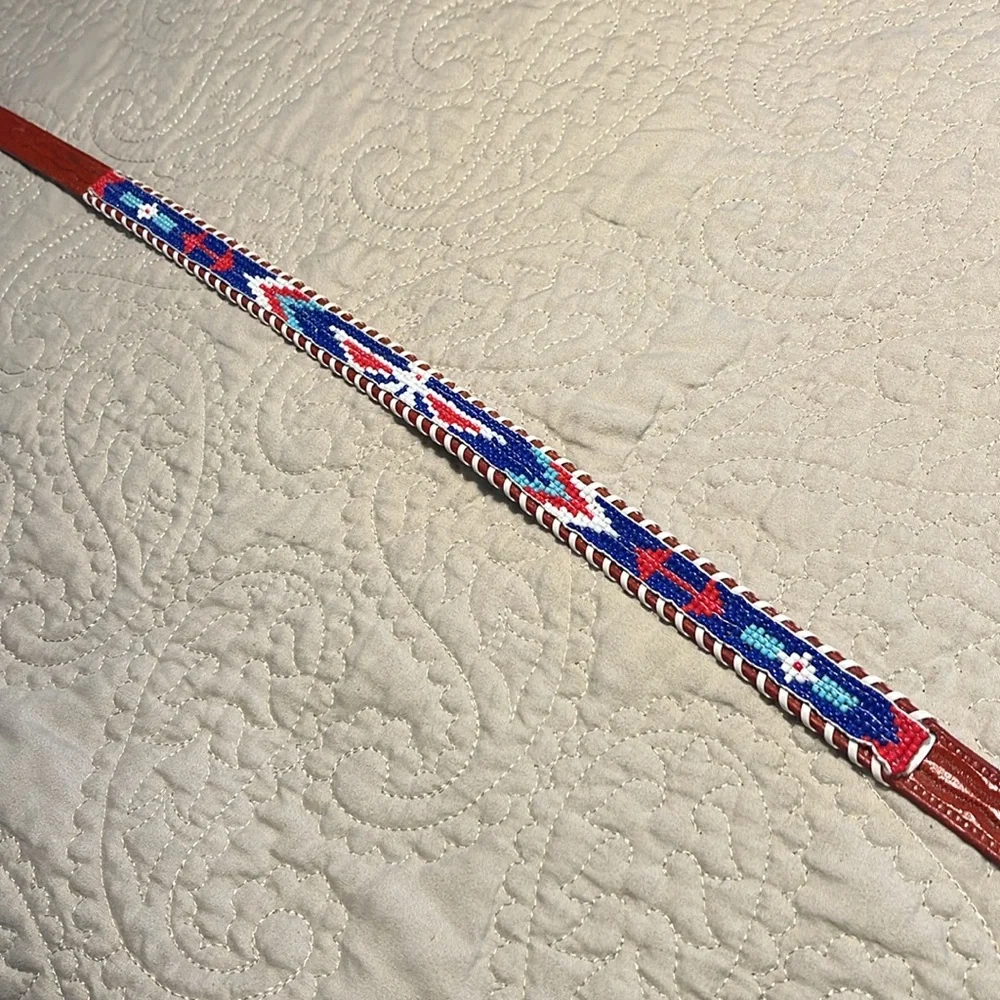 New Kids Beaded Leather Western Belt size 28